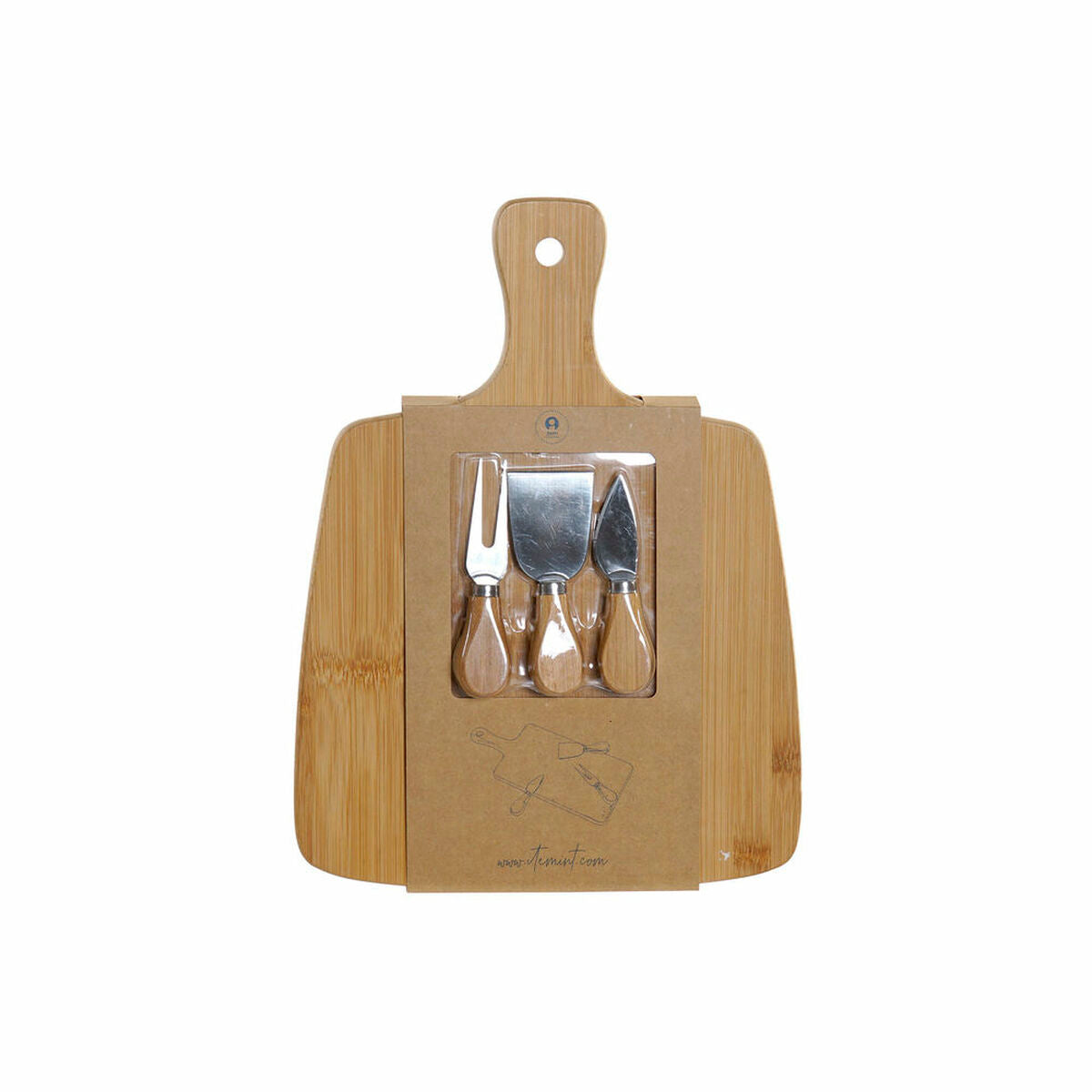 Gourmet Ostbricka i Bambu med Knivset (4 delar)