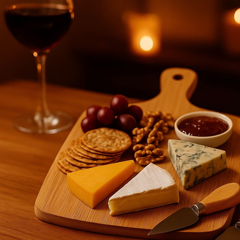 Gourmet Ostbricka i Bambu med Knivset (4 delar)